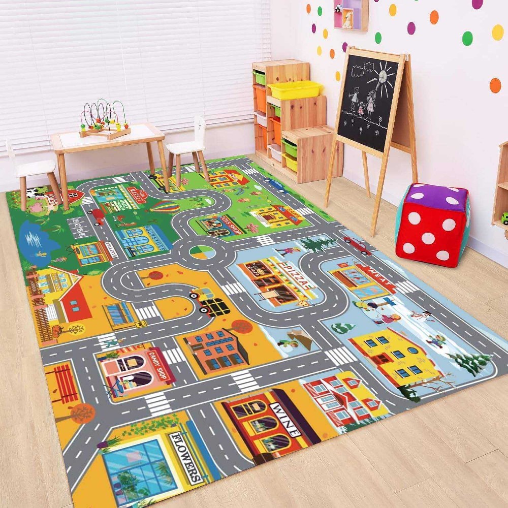 Educational City Traffic Design Kids Carpet Playmat Rug