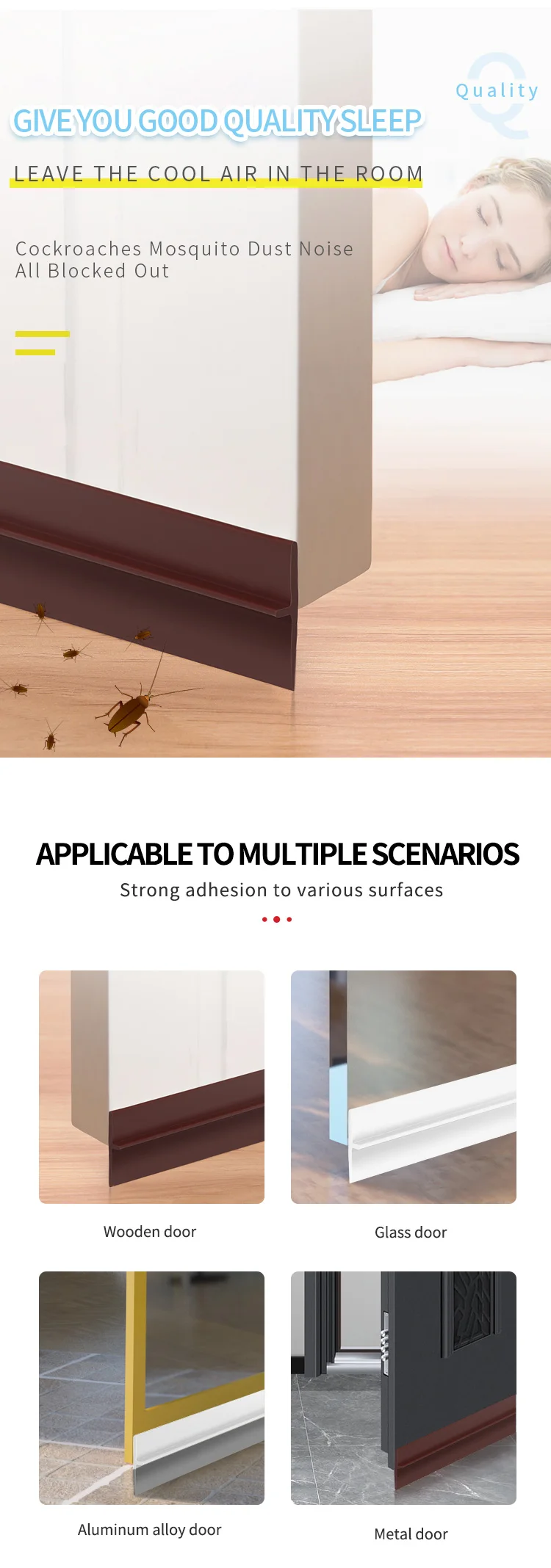 Door Bottom Seal Strip Self Adhesive Draught Excluder Strip Soundproof Weather Stripping for Front Door Bottom