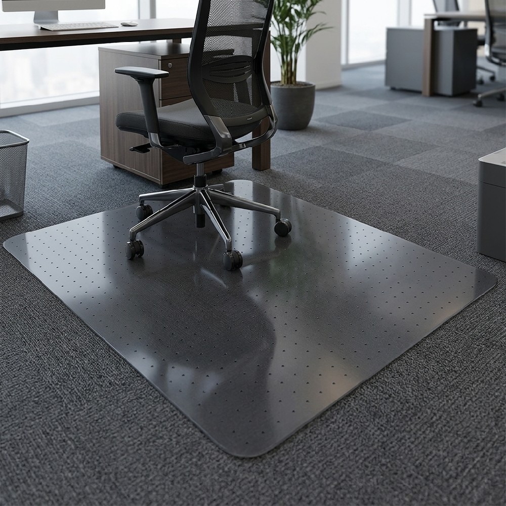 Gray PET Office Chair Mat for Carpet